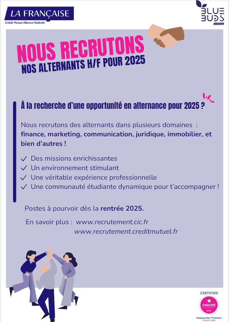 cover du contenu Campagne Alternance en cours chez La Française pour la rentrée 2025 !