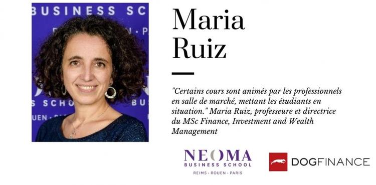 cover du contenu "Certains cours sont animés par les professionnels en salle de marché, mettant les étudiants en situation." Maria Ruiz, professeure et directrice du MSc Finance, Investment and Wealth Management