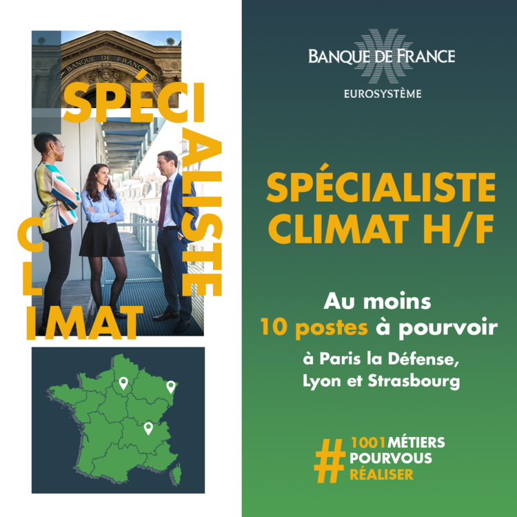 cover du contenu La Banque de France recrute au moins 10 spécialistes climat à Paris, Lyon et Strasbourg
