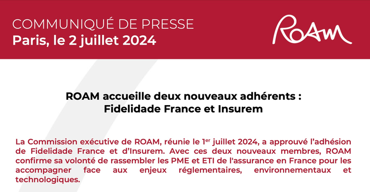 cover du contenu Vie de l'asso - Communiqué de presse : Roam accueille deux nouveaux adhérents : Fidelidade France et Insurem 